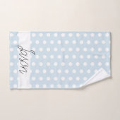 Baby Boy Blue Polka Dot Pattern Monogram Naam Bad Handdoek (Handdoek)
