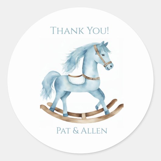 Baby Boy Blue Rocking Horse Stickers mignonne (Devant)