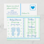 Baby Boy Blue Sage Green Baby shower Invitation (Devant / Derrière)