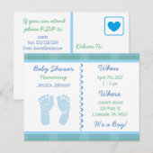 Baby Boy Blue Sage Green Baby shower Invitation (Devant / Derrière)