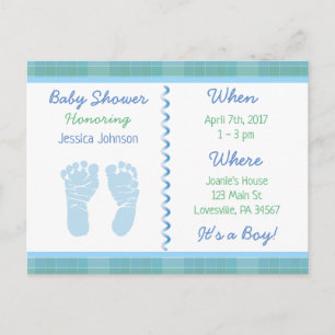 Baby Boy Blue Sage Groen Baby shower Uitnodiging