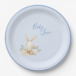 Baby Boy Blue Script Cute Schattig Baby shower Papieren Bordje