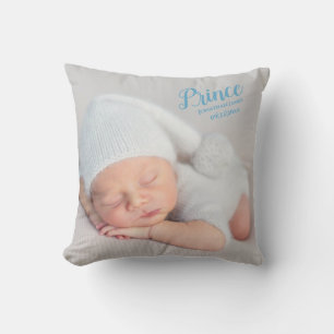 Baby Boy Blue Script Foto Birth Keepomwille Nurser Kussen