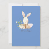 Baby Boy Blue Script mignon Bunny Baby Invitation (Dos)