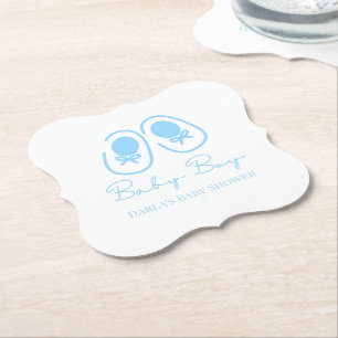 Baby Boy Blue Shoes Baby Shower Kartonnen Onderzetters