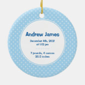 Baby Boy Blue Snowman eerste kerstfoto Keramisch Ornament (Achterkant)