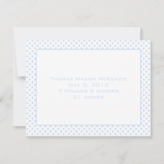 Baby Boy Blue Stippen Baby Aankondiging Afbeelding (Achterkant)