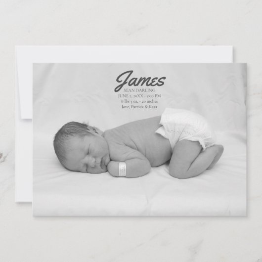 Baby Boy Blue Stripe Birth koninklijke bekendmakin Kaart (Voorkant)