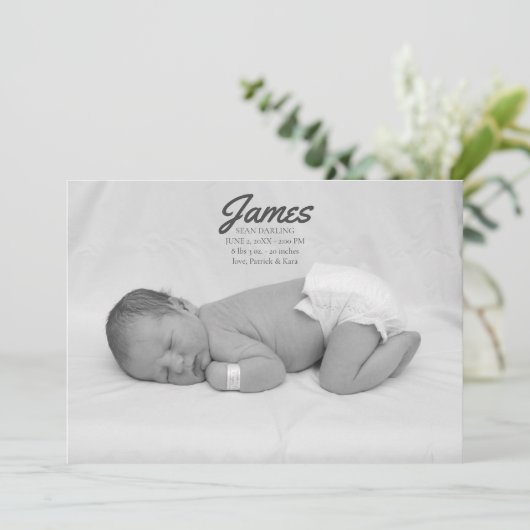 Baby Boy Blue Stripe Birth koninklijke bekendmakin Kaart (Staand voorkant)