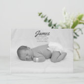 Baby Boy Blue Stripe Faire-part de naissance (Debout devant)