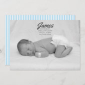 Baby Boy Blue Stripe Faire-part de naissance (Devant / Derrière)