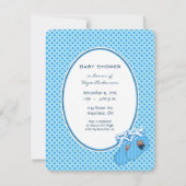 Baby Boy Blue Train Ours Douche Faire-part (Devant)