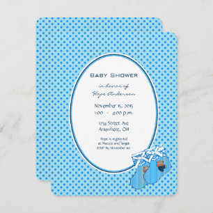 Baby Boy Blue Train Ours Douche Faire-part