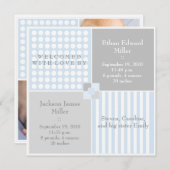 Baby Boy Blue Twin Modern Foto Aankondiging (Voorkant / Achterkant)