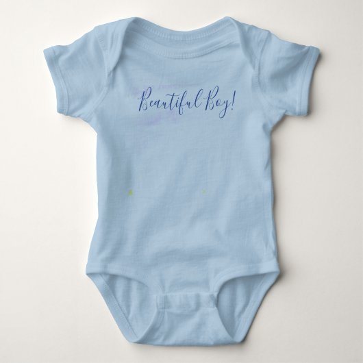 Baby Boy Blue Waterverf Baby shower Romper (Voorkant)
