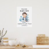 Baby Boy Blue Welcome Hospital Poster de porte (Cuisine)