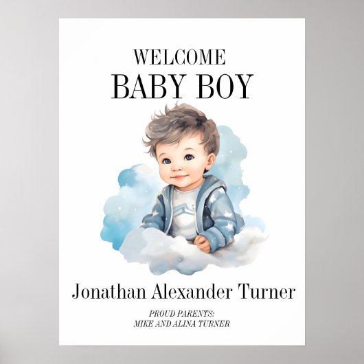 Baby Boy Blue Welcome Hospital Poster de porte (Devant)