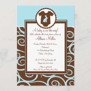 Baby Boy Bodysuit Swirl Boy Invitation Baby shower