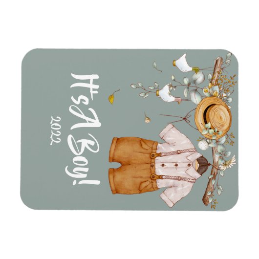 Baby Boy Boho Greenery Rustic Magneet (Horizontaal)