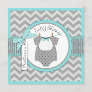 Baby Boy Bow Stropdas Chevron Print Baby shower Kaart