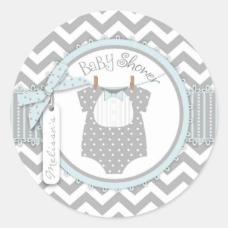 Baby Boy Bow Stropdas Chevron Print Baby shower Ronde Sticker