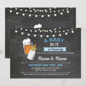 Baby Boy Brouwen Douche Beers Blauw Krijt Uitnodig Kaart (Voorkant / Achterkant)