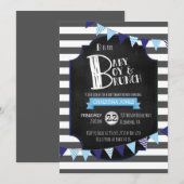 Baby Boy & Brunch Baby shower Uitnodiging (Voorkant / Achterkant)
