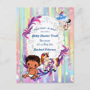Baby Boy Bubbles & Unicorns Baby shower Briefkaart