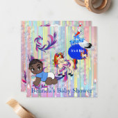 Baby Boy Bubbles & Unicorns Butterfly Invitation (Devant/Arrière en situation)