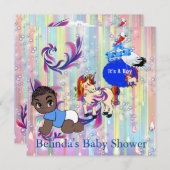 Baby Boy Bubbles & Unicorns Butterfly Invitation (Devant / Derrière)