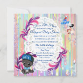 Baby Boy Bubbles & Unicorns Butterfly Invitation (Dos)