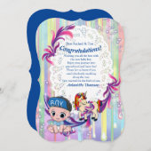 Baby Boy Bubbles & Unicorns Carte de félicitations (Devant / Derrière)