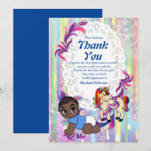 Baby Boy Bubbles & Unicorns Carte de remerciements (Devant / Derrière)