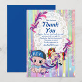 Baby Boy Bubbles & Unicorns Carte de remerciements (Devant / Derrière)
