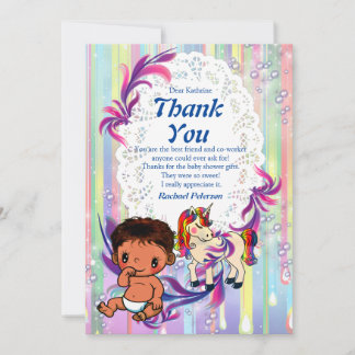 Baby Boy Bubbles & Unicorns Dank je wel Bedankkaart