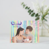 Baby Boy Bubbles & Unicorns Photo Carte Postale (Debout devant)