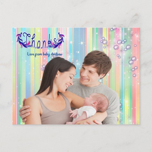 Baby Boy Bubbles & Unicorns Photo Carte Postale (Devant)