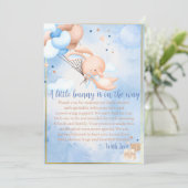 Baby Boy Bunny Baby shower Bedankkaart (Staand voorkant)