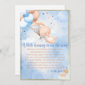 Baby Boy Bunny Baby shower Bedankkaart (Voorkant / Achterkant)