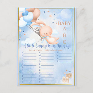 Baby Boy Bunny Baby Shower Spel Briefkaart