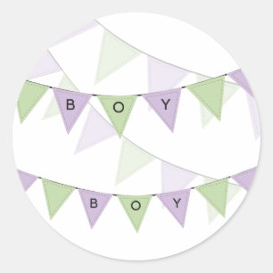 Baby Boy Bunting Banner Cupcake Etiket