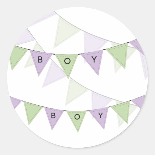 Baby Boy Bunting Banner Cupcake Topper Étiquette (Devant)