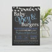 Baby Boy Burgers BBQ Douche Invitation Carte Livre (Debout devant)