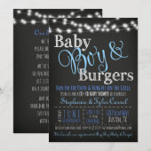 Baby Boy Burgers BBQ Douche Invitation Carte Livre (Devant / Derrière)