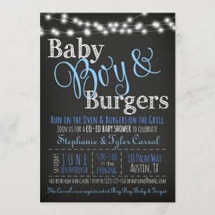 Baby Boy Burgers BBQ Shower Invitation Book Card Kaart
