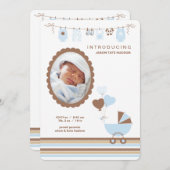 Baby Boy Cameo Foto geboorteaankondiging Aankondiging (Voorkant / Achterkant)