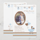 Baby Boy Cameo Photo Shower Invitation (Devant / Derrière)