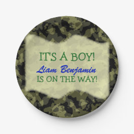 Baby Boy - Camo Thmed Baby shower Papieren Bordje