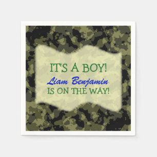 Baby Boy - Camo Thmed Baby shower Servet