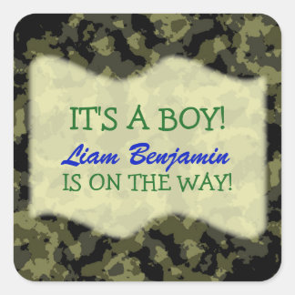 Baby Boy - Camo Thmed Baby shower Vierkante Sticker